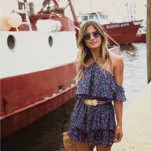 Paige Darya Floral-Print Silk Mini Dress in Indigo Floral